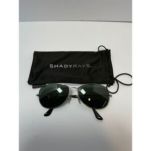 Shady Rays Aviator Cockpit Sunglasses Silver Metal Frame Polarized Lens w Pouch
